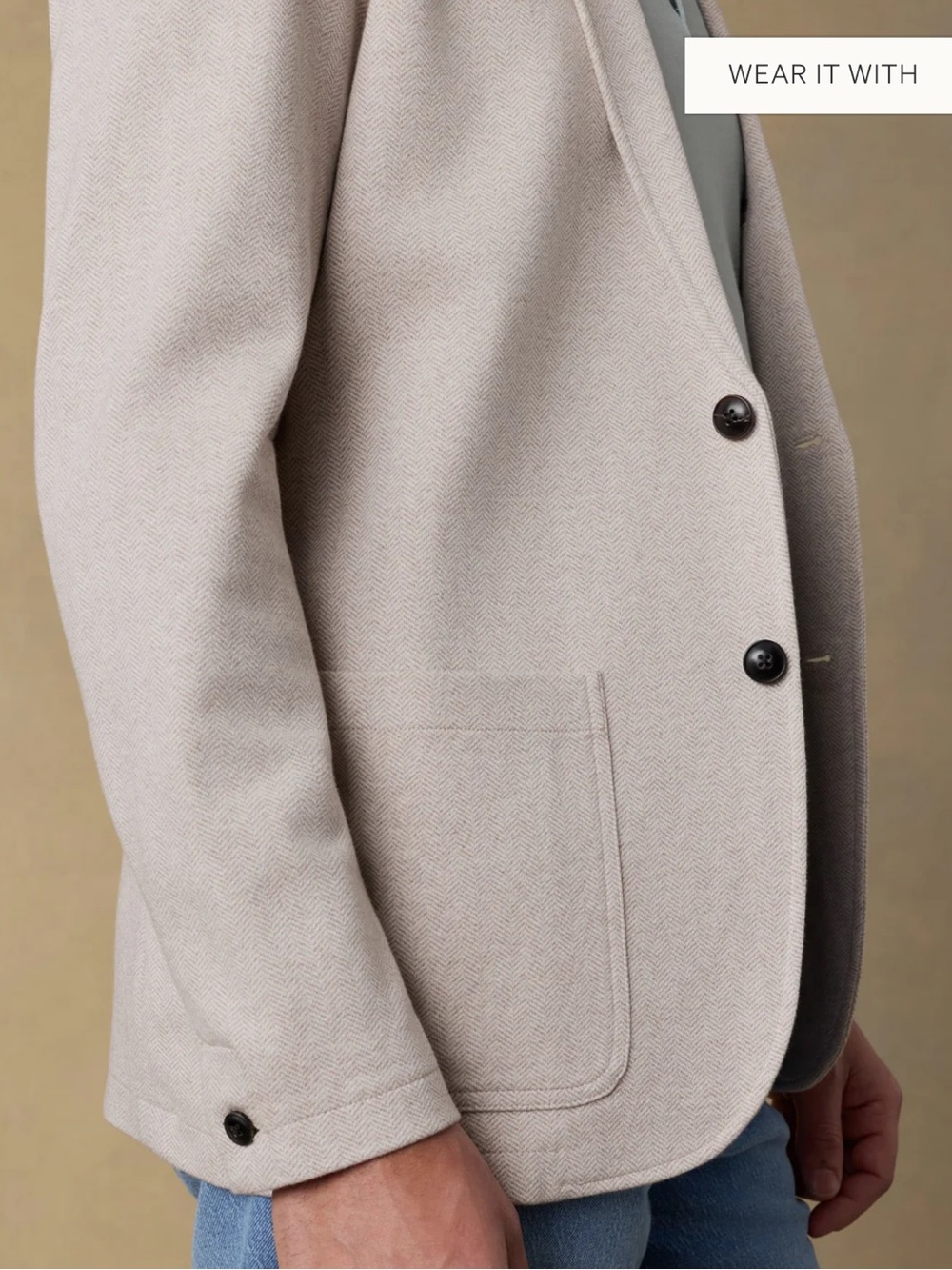 Faherty Men's Light Beige Herringbone Blazer Jacket LARGE NWT